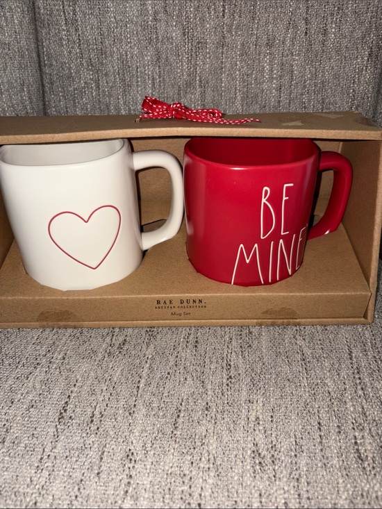 Rae Dunn Other - Rae Dunn 'Be Mine' Red & White Heart Mug Set